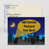 City Night Skyline Superheld Boys Birthday Party Briefkaart (Voorkant / Achterkant)