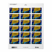 City Night Skyline Superheld Boys Birthday Party Etiket (Full Sheet)