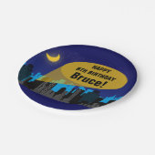 City Night Skyline Superheld Boys Birthday Party Papieren Bordje (Gekanteld)