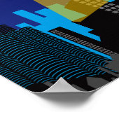 City Night Skyline Superheld Boys Birthday Party Poster (Hoek)