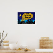 City Night Skyline Superheld Boys Birthday Party Poster (Keuken)