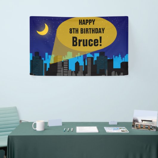 City Night Skyline Superheld Boys Birthday Party Spandoek (Beurs)