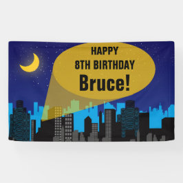 City Night Skyline Superheld Boys Birthday Party Spandoek