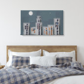 City Night Stretched Canvas Afdruk (Insitu (Slaapkamer))