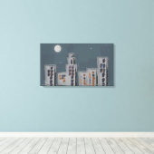 City Night Stretched Canvas Afdruk (Insitu (Houten vloer))