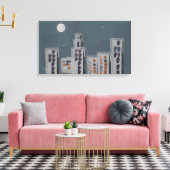 City Night Stretched Canvas Afdruk (Insitu (Woonkamer))