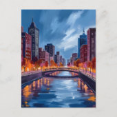 City Nights Waterverf Schilderij Briefkaart (Voorkant)