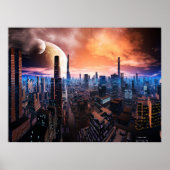 'City Nooit slaapt' Scifi Fantasy Art Poster (Voorkant)