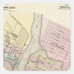 City of Ft Howard, City of Green Bay Vierkante Sticker