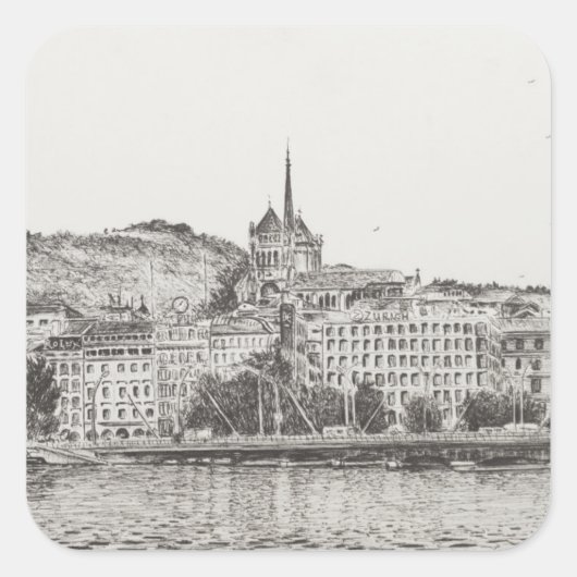 City of Geneva Vierkante Sticker (Voorkant)