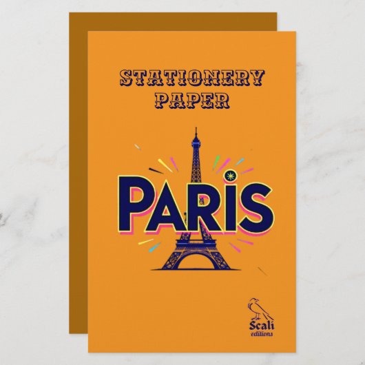 City of Lights: Bold Paris Typography Art Briefpapier (Voorkant / Achterkant)