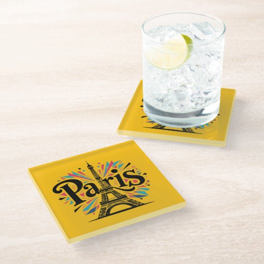 City of Lights: Bold Paris Typography Art Glazen Onderzetter (Schuin)