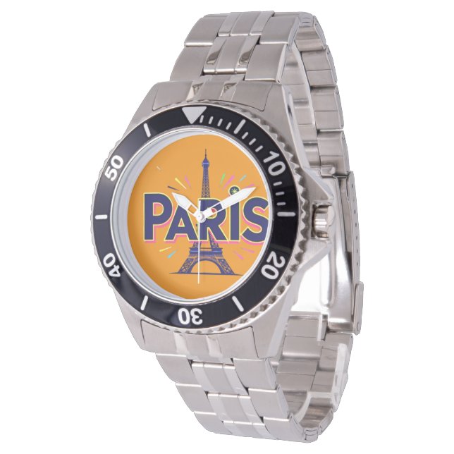 City of Lights: Bold Paris Typography Art Horloge (Gekanteld)