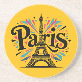 City of Lights: Bold Paris Typography Art Zandsteen Onderzetter
