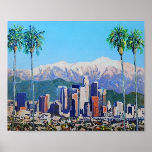 City of Los Angeles California Skyline and Mountai Poster (Voorkant)