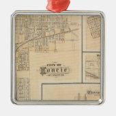 City of Muncie, Delaware Co met Yorktown Metalen Ornament (Voorkant)