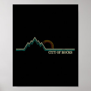 City Of Rocks Idaho Retro Bergbeklimmen Zomer Poster