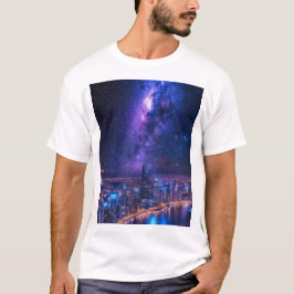 City of Stars: futuristische skyline onder een gal T-shirt