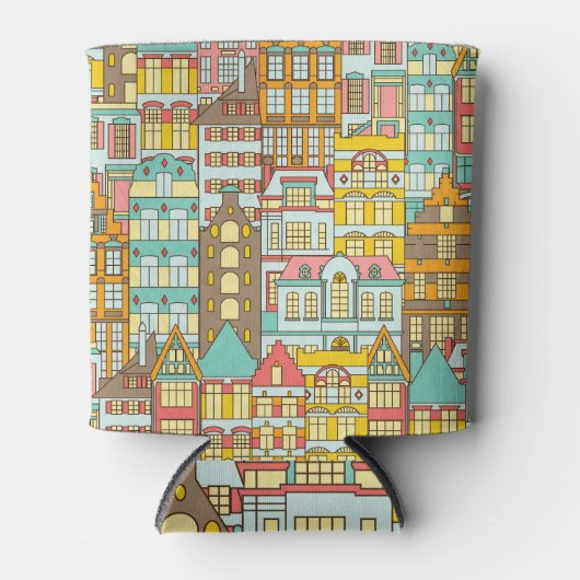 City Panorama schets: huizen naadloos. Blikjeskoeler (Voorkant)