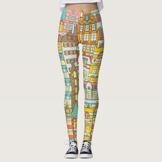 City Panorama schets: huizen naadloos. Leggings (Voorkant)