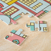 City Panorama schets: huizen naadloos. Legpuzzel (Zijkant)