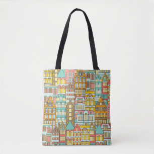 City Panorama schets: huizen naadloos. Tote Bag