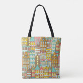 City Panorama schets: huizen naadloos. Tote Bag (Achterkant)