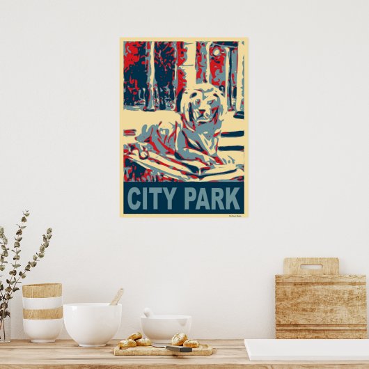 City Park Lion Poster (Keuken)