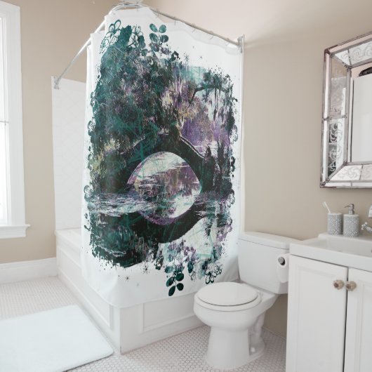 *~* City Park New Orleans Bridge Art Painting  Douchegordijn (In situ)