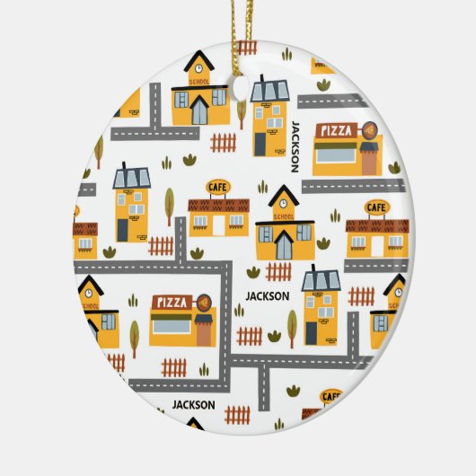 City Road Map Pattern voor kinderen Kerstmis Keramisch Ornament (Links)