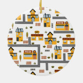 City Road Map Pattern voor kinderen Kerstmis Keramisch Ornament (Achterkant)