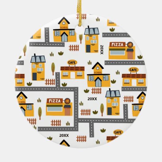 City Road Map Pattern voor kinderen Kerstmis Keramisch Ornament (Achterkant)