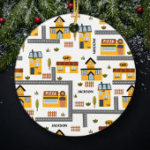 City Road Map Pattern voor kinderen Kerstmis Keramisch Ornament