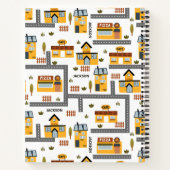 City Road Map Pattern Yellow and Grey Kinder Schoo Notitieboek (Achterkant)