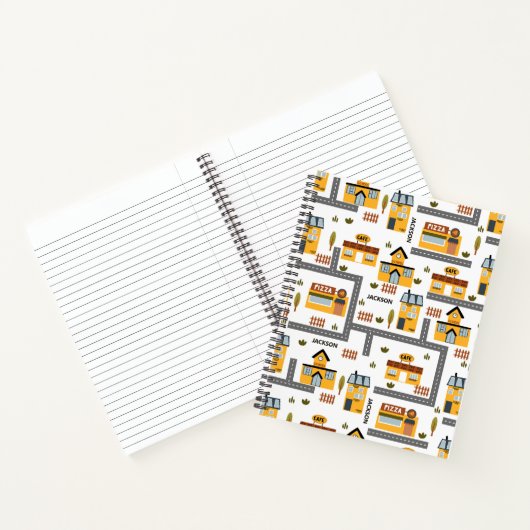 City Road Map Pattern Yellow and Grey Kinder Schoo Notitieboek (Binnen)