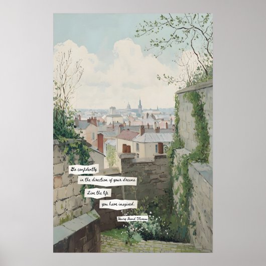 City Rooftop View Poster Stone Walls, Literary (Voorkant)