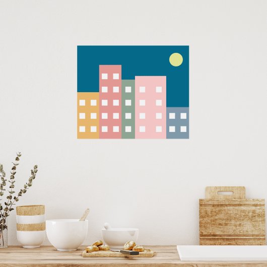 City Scape Night Poster (Keuken)
