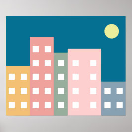 City Scape Night Poster