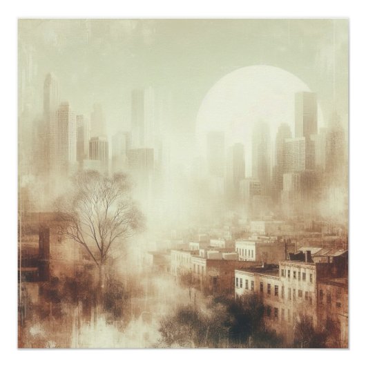 City Scape Old Photo Graphic Design Perfect Poster (Voorkant)