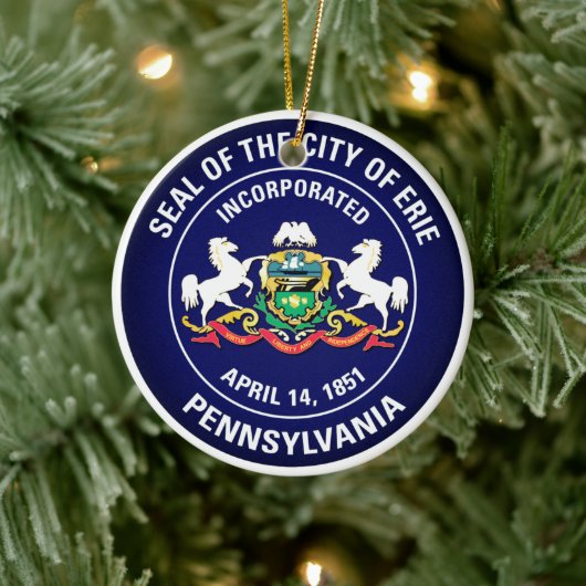City Seal of Erie, Pennsylvania Keramisch Ornament (Boom)
