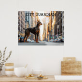 City Sentinel: Doberman in het Urban Oerwoud Poster (Keuken)