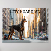 City Sentinel: Doberman in het Urban Oerwoud Poster (Voorkant)