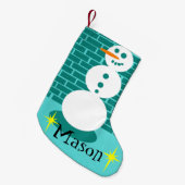 City Sidewalk Snowman Kerstmis Stocking Kleine Kerstsok (Voorkant (Hangend))