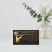 City Silhouette Gold Waiter Hand Visitekaartje (Staand voorkant)
