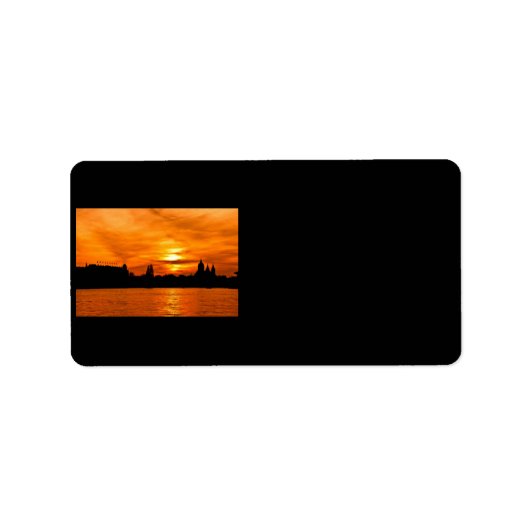 City Silhouette op Sunset Address Label (Voorkant)