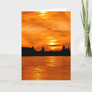 City Silhouette op Sunset Wenskaart Kaart