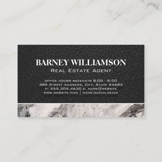 City Skeleton Key | lederen marmer | Monogram Visitekaartje (Achterkant)