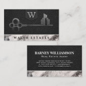 City Skeleton Key | lederen marmer | Monogram Visitekaartje (Voorkant / Achterkant)