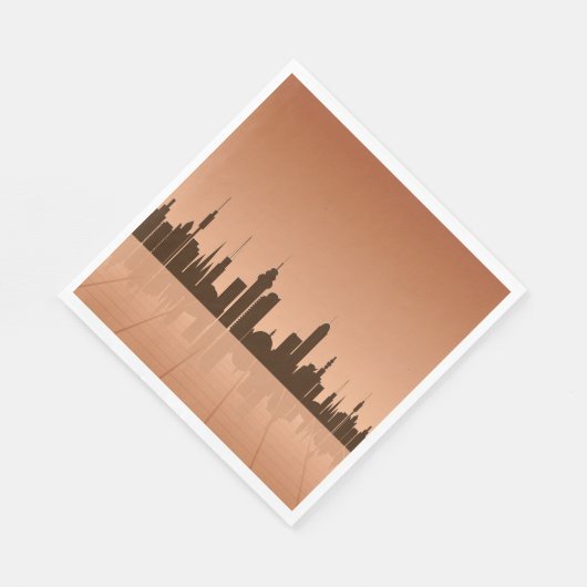 City Skyline bij dageraad papieren servetten (Hoek)