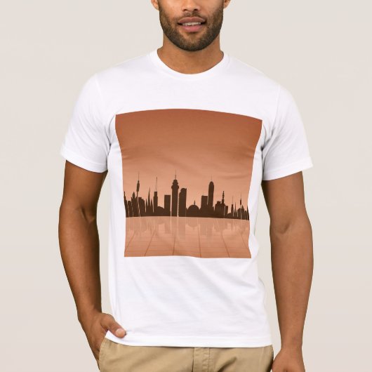 City Skyline bij Dawn Mannen T-shirt (Voorkant)